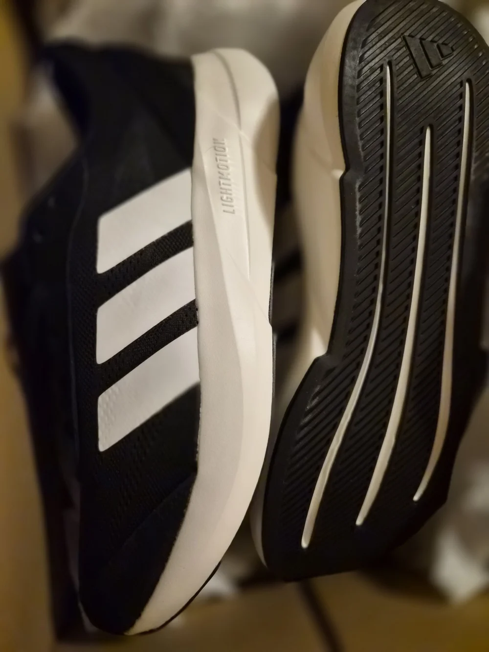 adidas Black and White Lightweight Running Sneakers